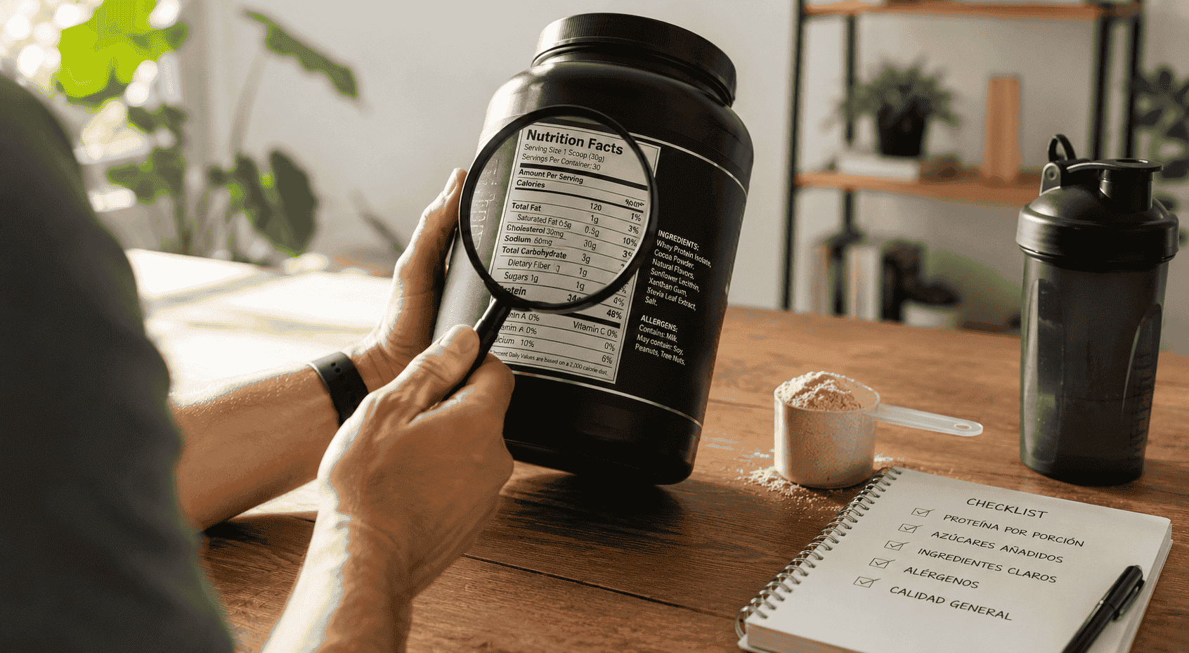 Lectura de etiqueta de proteína en polvo